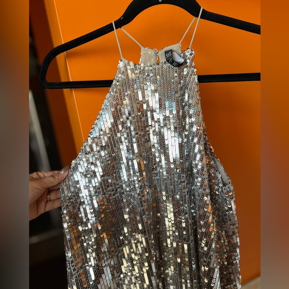 ZARA Trf Collection Sequin Silver Halter Top Size XS - Picture 4 of 7
